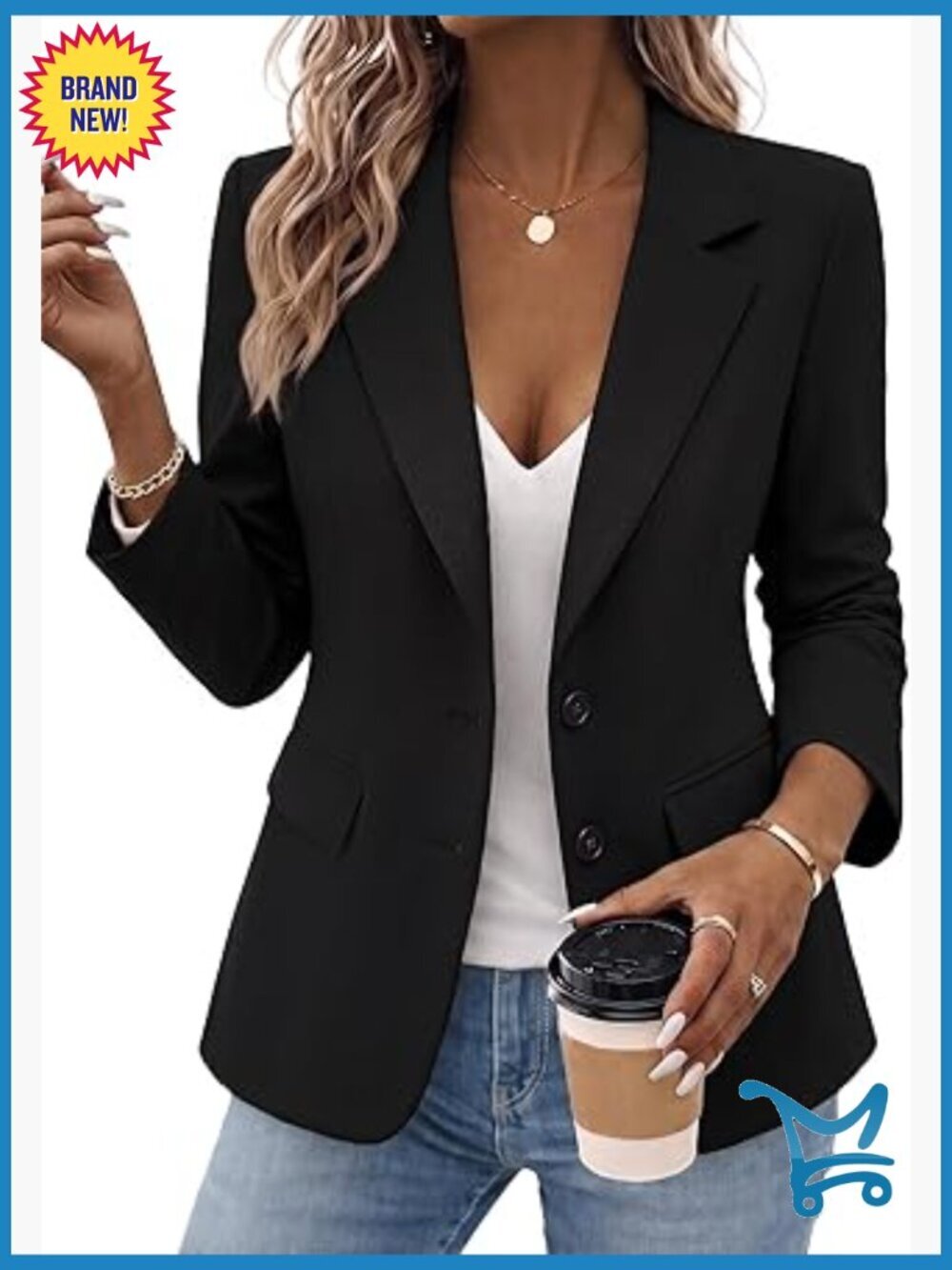 Lightweight Fitted Blazer Jacket for Women Business Casual Office Suit with